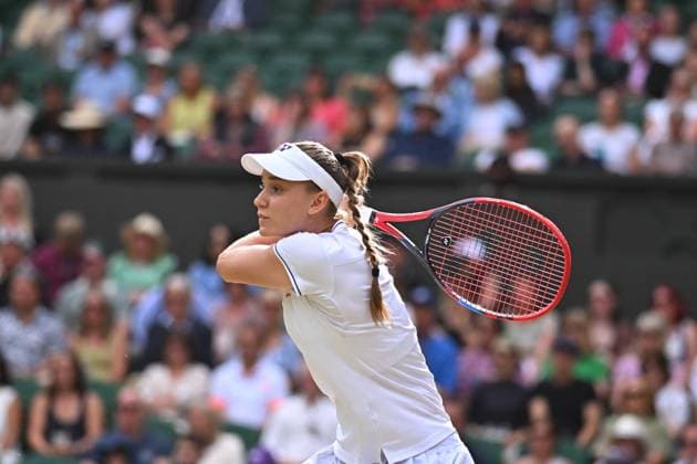 Wimbledon Semi-Final - Krejcikova v Rybakina Elena Rybakina (RUS) during her semi final match at the 2024 Wimbledon Championships at the AELTC in London, UK, on July 11, 2024. Photo by Corinne Dubreuil ABACAPRESS.COM London United Kingdom  Copyright: xDubreuilxCorinne ABACAx