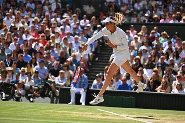 Wimbledon Semi-Final - Paolini v Vekic Donna Vekic (CRO) during her semi final match at the 2024 Wimbledon Championships at the AELTC in London, UK, on July 11, 2024. Photo by Corinne Dubreuil ABACAPRESS.COM London United Kingdom  Copyright: xDubreuilxCorinne ABACAx