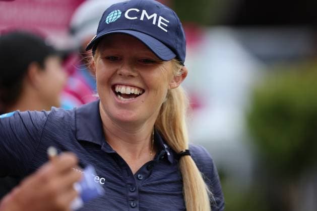 EVIAN-LES-BAINS, FRANCE - 11.07.2024: Stephanie Meadow (NIR) of The Amundi Evian Championship at the Evian Resort Golf Club on July 11, 2023 in Evian-les-Bains, France.