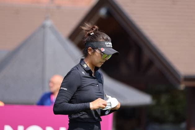 EVIAN-LES-BAINS, FRANCE - 11.07.2024: Alison Lee (USA) of The Amundi Evian Championship at the Evian Resort Golf Club on July 11, 2023 in Evian-les-Bains, France.