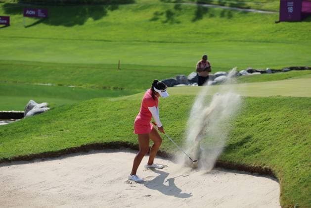 EVIAN-LES-BAINS, FRANCE - 11.07.2024: Yana Wilson (USA) of The Amundi Evian Championship at the Evian Resort Golf Club on July 11, 2023 in Evian-les-Bains, France.