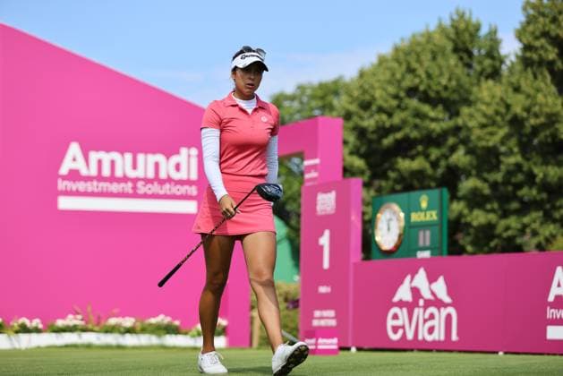 EVIAN-LES-BAINS, FRANCE - 11.07.2024: Yana Wilson (USA) of The Amundi Evian Championship at the Evian Resort Golf Club on July 11, 2023 in Evian-les-Bains, France.