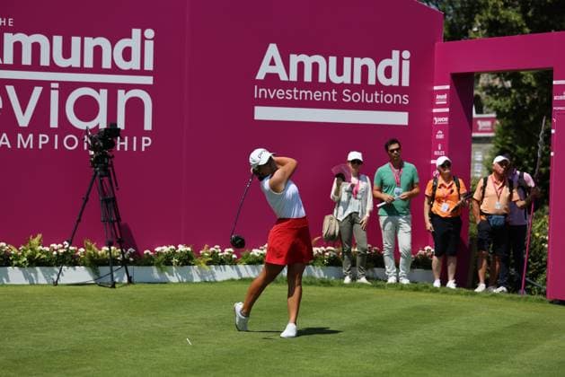 EVIAN-LES-BAINS, FRANCE - 11.07.2024: Megan Schofill (USA) of The Amundi Evian Championship at the Evian Resort Golf Club on July 11, 2023 in Evian-les-Bains, France.