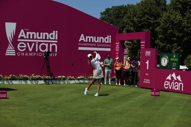 EVIAN-LES-BAINS, FRANCE - 11.07.2024: Morgane Metraux (SUI) of The Amundi Evian Championship at the Evian Resort Golf Club on July 11, 2023 in Evian-les-Bains, France.