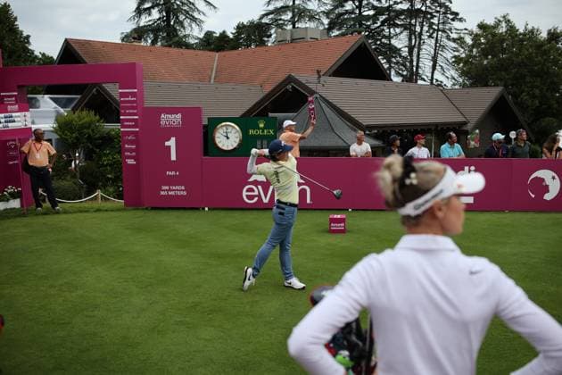 EVIAN-LES-BAINS, FRANCE - 11.07.2024: Yuka Saso (JPN) of The Amundi Evian Championship at the Evian Resort Golf Club on July 11, 2023 in Evian-les-Bains, France.