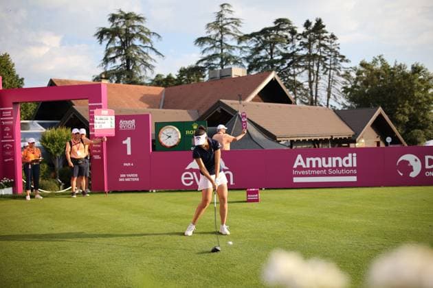 EVIAN-LES-BAINS, FRANCE - 11.07.2024: Andrea Lee (USA) of The Amundi Evian Championship at the Evian Resort Golf Club on July 11, 2023 in Evian-les-Bains, France.