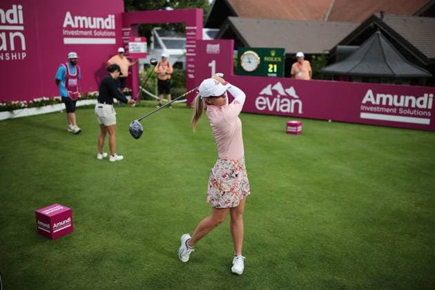 EVIAN-LES-BAINS, FRANCE - 11.07.2024: Jodi Ewart Shadoff (ENG) of The Amundi Evian Championship at the Evian Resort Golf Club on July 11, 2023 in Evian-les-Bains, France.