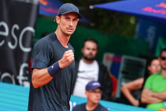 TENNIS - ATP, Tennis Herren Salzburg Open SALZBURG,AUSTRIA,12.JUL.24 - TENNIS - ATP Challenger, Salzburg Open. Image shows the rejoicing of Alexander Ritschard (SUI).  GEPAxpictures xDavidxGeieregger