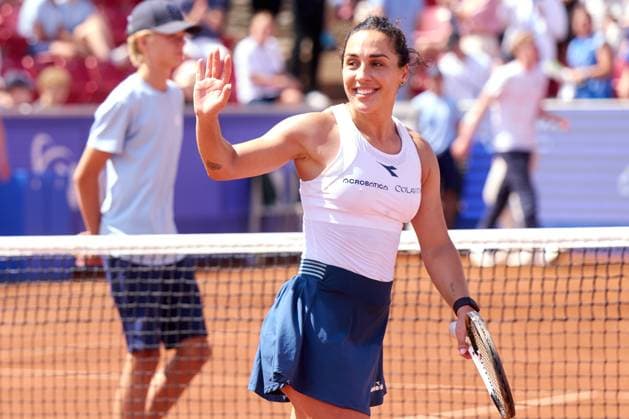 Martina Trevisan of Italy celebrates her Womens singles semi final win over Louisa Chirico of United States at Nordea Open at Bastad Tennis Stadium on July 12, 2024 in Bastad, Sweden (Photo by Camilla Stolen Imago) Bastad Sweden Copyright: xCamillaxStolenx L2250554