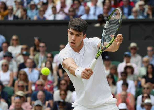 Carlos Alcaraz ESP Tennis Wimbledon 2024 Grand Slam ITF ATP WTA AELTC London Great Britain 12 July 2024 Copyright: xJuergenxHasenkopfx