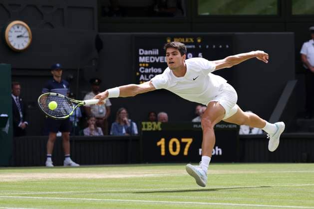 Carlos Alcaraz ESP Tennis Wimbledon 2024 Grand Slam ITF ATP WTA AELTC London Great Britain 12 July 2024 Copyright: xJuergenxHasenkopfx