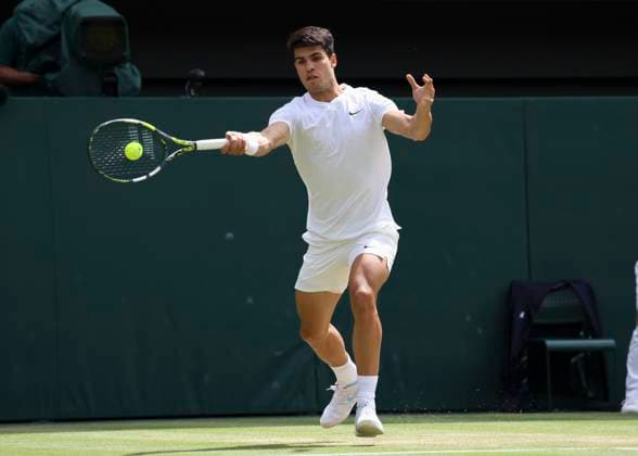 Carlos Alcaraz ESP Tennis Wimbledon 2024 Grand Slam ITF ATP WTA AELTC London Great Britain 12 July 2024 Copyright: xJuergenxHasenkopfx