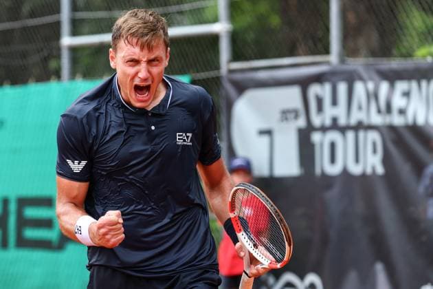 TENNIS - ATP, Tennis Herren Salzburg Open SALZBURG,AUSTRIA,12.JUL.24 - TENNIS - ATP Challenger, Salzburg Open. Image shows the rejoicing of Hamad Medjedovic (SRB).  GEPAxpictures xDavidxGeieregger