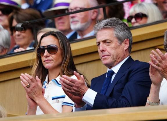 Hugh Grant and Anna Eberstein in the Royal Box on Centre Court Wimbledon Tennis Championships, Day 12, The All England Lawn Tennis and Croquet Club, London, UK - 12 Jul 2024  Copyright: xJavierxGarcia Shutterstockx 14581882dh
