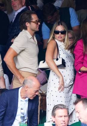 Margot Robbie and Tom Ackerley watching the action on Centre Court Wimbledon Tennis Championships, Day 12, The All England Lawn Tennis and Croquet Club, London, UK - 12 Jul 2024  Copyright: xJavierxGarcia Shutterstockx 14581882dm