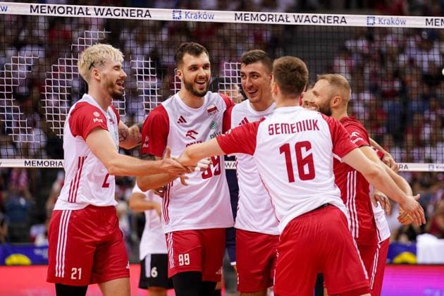 12.07.2024 KRAKOW UL. LEMA 7 ( POLAND ) SIATKOWKA MEZCZYZN ( MEN S VOLLEYBALL ) XXI MEMORIAL HUBERTA JERZEGO WAGNERA MECZ POLSKA - EGIPT ( GAME POLAND - EGYPT ) NZ TOMASZ FORNAL NORBERT HUBER LUKASZ KACZMAREK KAMIL SEMENIUK PAWEL ZATORSKI FOTO BORYS GOGULSKI CYFRASPORT NEWSPIX.PL --- Newspix.pl  20240712_CSBG_0021