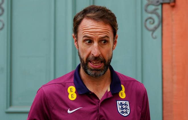Gareth Southgate manager of England pictured at the media centre England press conference, PK, Pressekonferenz UEFA European Championship, EM, Europameisterschaft 2024, Final, Football, Spa & Golf Resort Weimarer Land, Blankenhain, Germany, 12 Jul 2024 EDITORIAL USE ONLY No use with unauthorised audio, video, data, fixture lists, club league logos or live services. Online in-match use limited to 120 images, no video emulation. No use in betting, games or single club league player publications. Copyright: xDavexShopland Shutterstockx 14583689am