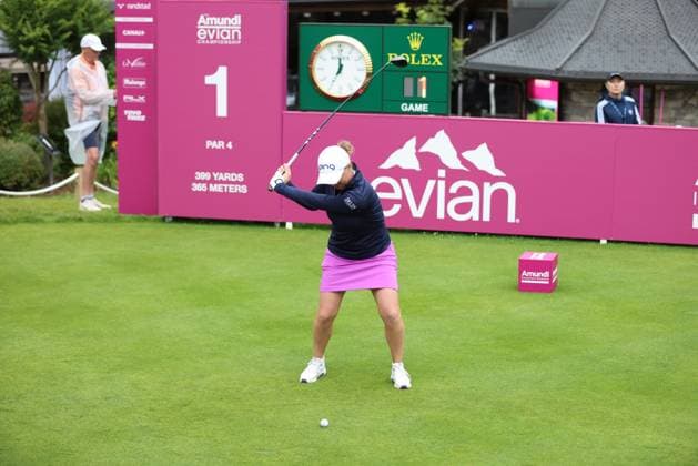 EVIAN-LES-BAINS, FRANCE - 12.07.2024: Manon De Roey (BEL) of The Amundi Evian Championship at the Evian Resort Golf Club on July 12, 2023 in Evian-les-Bains, France.