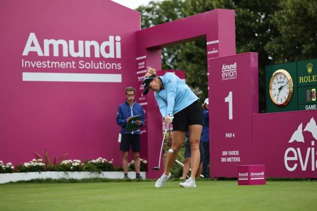 EVIAN-LES-BAINS, FRANCE - 12.07.2024: Nanna Koerstz Madsen (DEN) of The Amundi Evian Championship at the Evian Resort Golf Club on July 12, 2023 in Evian-les-Bains, France.