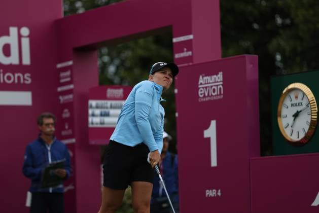 EVIAN-LES-BAINS, FRANCE - 12.07.2024: Nanna Koerstz Madsen (DEN) of The Amundi Evian Championship at the Evian Resort Golf Club on July 12, 2023 in Evian-les-Bains, France.