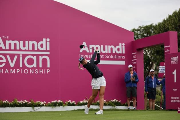 EVIAN-LES-BAINS, FRANCE - 12.07.2024: Emily Kristine Pedersen (DEN) of The Amundi Evian Championship at the Evian Resort Golf Club on July 12, 2023 in Evian-les-Bains, France.