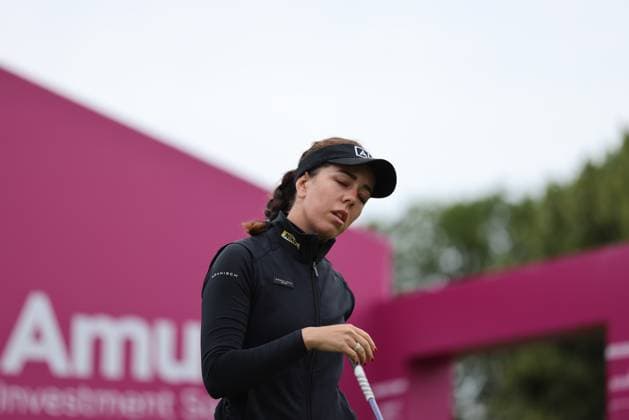 EVIAN-LES-BAINS, FRANCE - 12.07.2024: Georgia Hall (ENG) of The Amundi Evian Championship at the Evian Resort Golf Club on July 12, 2023 in Evian-les-Bains, France.