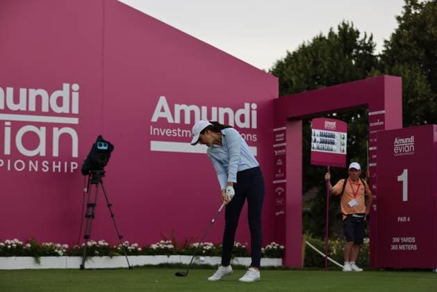 EVIAN-LES-BAINS, FRANCE - 12.07.2024: Albane Valenzuela (SUI) of The Amundi Evian Championship at the Evian Resort Golf Club on July 12, 2023 in Evian-les-Bains, France.
