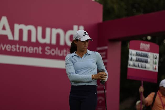 EVIAN-LES-BAINS, FRANCE - 12.07.2024: Albane Valenzuela (SUI) of The Amundi Evian Championship at the Evian Resort Golf Club on July 12, 2023 in Evian-les-Bains, France.