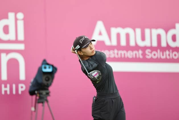 EVIAN-LES-BAINS, FRANCE - 12.07.2024: Hinako Shibuno (JPN) of The Amundi Evian Championship at the Evian Resort Golf Club on July 12, 2023 in Evian-les-Bains, France.