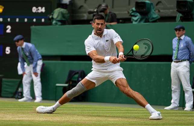 Tennis - Wimbledon Championship 2024 - Day 12 LONDON, ENGLAND - Friday, July 12, 2024: Novak Djokovic (SRB) during the Gentlemen s Singles Semi-Final match on Day Twelve of The Championships Wimbledon 2024 at the All England Lawn Tennis and Croquet Club. (Photo by Kirsten Holst Propaganda) LONDON All England Lawn Tennis and Croquet Club GREATER LONDON ENGLAND  Copyright: xKirstenxHolstx 2024-07-12-077-Wimbledon_Day_12