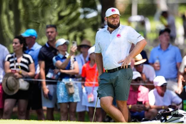 July 12, 2024, Cadiz, Cadiz, SPAIN: Tyrrell Hatton of Legion XIII team gestures during day one of the LIV Golf Andalucia at Golf Club Royal of Valderrama on July 12, 2024 in Cadiz, Spain. Cadiz SPAIN - ZUMAa181 20240712_zaa_a181_204 Copyright: xJoaquinxCorcherox
