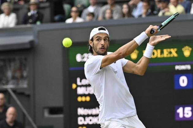 Tennis : Wimbledon 2024 - Lorenzo Musetti - Italie Tennis : Wimbledon 2024 - England - 12 07 2024 ChrysleneCaillaud Panoramic 