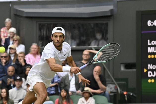 Tennis : Wimbledon 2024 - Lorenzo Musetti - Italie Tennis : Wimbledon 2024 - England - 12 07 2024 ChrysleneCaillaud Panoramic 