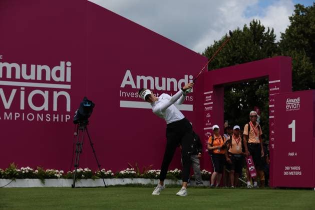 EVIAN-LES-BAINS, FRANCE - 12.07.2024: Nelly Korda (USA) of The Amundi Evian Championship at the Evian Resort Golf Club on July 12, 2023 in Evian-les-Bains, France.