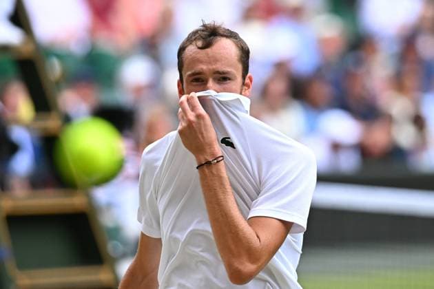 Wimbledon - Alcaraz v Medvedev Semi-Final Daniil Medvedev (RUS) during his semi-final match at the 2024 Wimbledon Championships at the AELTC in London, UK, on July 12, 2024. Photo by Corinne Dubreuil ABACAPRESS.COM London United Kingdom  Copyright: xDubreuilxCorinne ABACAx