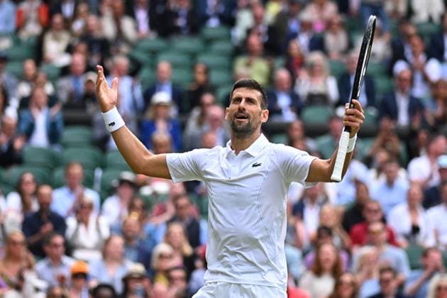 Wimbledon - Djokovic v Musetti Semi-Final Novak Djokovic (SRB) during his semi-final match at the 2024 Wimbledon Championships at the AELTC in London, UK, on July 12, 2024. Photo by Corinne Dubreuil ABACAPRESS.COM London United Kingdom  Copyright: xDubreuilxCorinne ABACAx