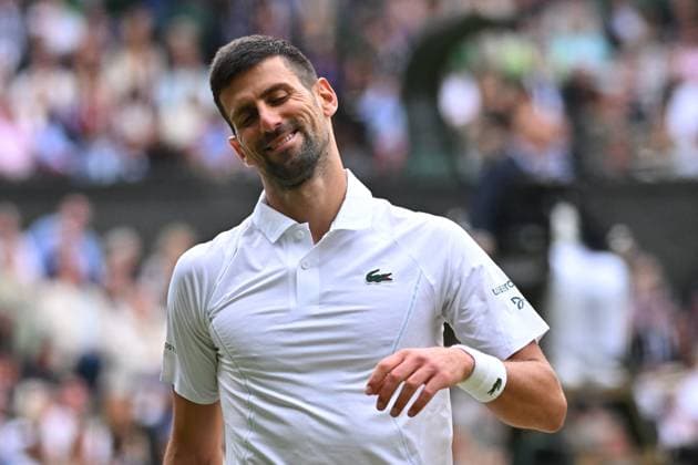 Wimbledon - Djokovic v Musetti Semi-Final Novak Djokovic (SRB) during his semi-final match at the 2024 Wimbledon Championships at the AELTC in London, UK, on July 12, 2024. Photo by Corinne Dubreuil ABACAPRESS.COM London United Kingdom  Copyright: xDubreuilxCorinne ABACAx