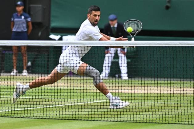 Wimbledon - Djokovic v Musetti Semi-Final Novak Djokovic (SRB) during his semi-final match at the 2024 Wimbledon Championships at the AELTC in London, UK, on July 12, 2024. Photo by Corinne Dubreuil ABACAPRESS.COM London United Kingdom  Copyright: xDubreuilxCorinne ABACAx