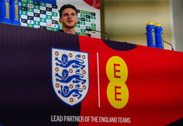 Declan Rice of England press conference, PK, Pressekonferenz England Press Conference, UEFA European Championship, EM, Europameisterschaft 2024, Final, Football, Spa & Golf Resort Weimarer Land, Blankenhain, Germany, 12 Jul 2024 EDITORIAL USE ONLY No use with unauthorised audio, video, data, fixture lists, club league logos or live services. Online in-match use limited to 120 images, no video emulation. No use in betting, games or single club league player publications. Copyright: xDavexShopland Shutterstockx 14583689bj