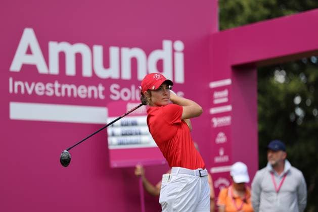 EVIAN-LES-BAINS, FRANCE - 12.07.2024: Rachel Kuehn (USA) of The Amundi Evian Championship at the Evian Resort Golf Club on July 12, 2023 in Evian-les-Bains, France.
