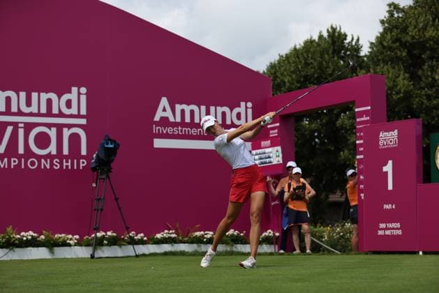 EVIAN-LES-BAINS, FRANCE - 12.07.2024: Alexandra Forsterling (GER) of The Amundi Evian Championship at the Evian Resort Golf Club on July 12, 2023 in Evian-les-Bains, France.