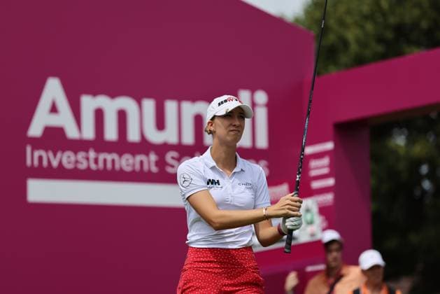 EVIAN-LES-BAINS, FRANCE - 12.07.2024: Alexandra Forsterling (GER) of The Amundi Evian Championship at the Evian Resort Golf Club on July 12, 2023 in Evian-les-Bains, France.