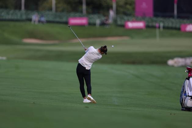 EVIAN-LES-BAINS, FRANCE - 12.07.2024: Anne Van Dam (NED) of The Amundi Evian Championship at the Evian Resort Golf Club on July 12, 2023 in Evian-les-Bains, France.