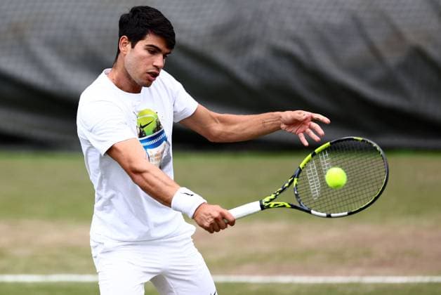 Carlos Alcaraz practising Wimbledon Tennis Championships, Day 13, The All England Lawn Tennis and Croquet Club, London, UK - 13 Jul 2024  Copyright: xJamesxMarsh Shutterstockx 14584808f