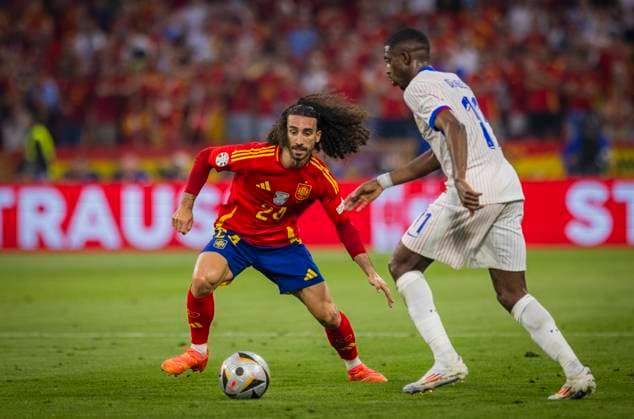 Munich, Germany 09th Jul 2024 Cucurella ESP Ousmane Dembele FRA Spain France Spain France 09 07 2024