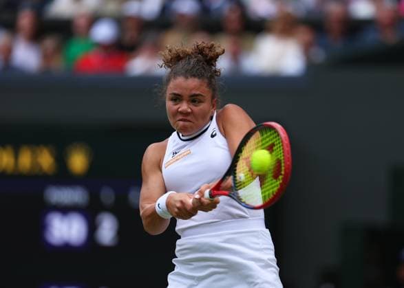 13th July 2024; All England Lawn Tennis and Croquet Club, London, England; Wimbledon Tennis Tournament, Day 13; Jasmine Paolini (ITA) from the baseline against Barbora Krejcikova (CZE), Ladies Singles Final  ActionPlus12667430 JohnxPatrickxFletcher