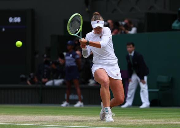 13th July 2024; All England Lawn Tennis and Croquet Club, London, England; Wimbledon Tennis Tournament, Day 13; Barbora Krejcikova (CZE) from the baseline against Jasmine Paolini (ITA), Ladies Singles Final  ActionPlus12667441 JohnxPatrickxFletcher