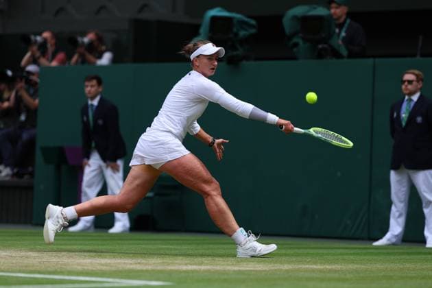 13th July 2024; All England Lawn Tennis and Croquet Club, London, England; Wimbledon Tennis Tournament, Day 13; Barbora Krejcikova (CZE) from the baseline against Jasmine Paolini (ITA), Ladies Singles Final  ActionPlus12667443 JohnxPatrickxFletcher