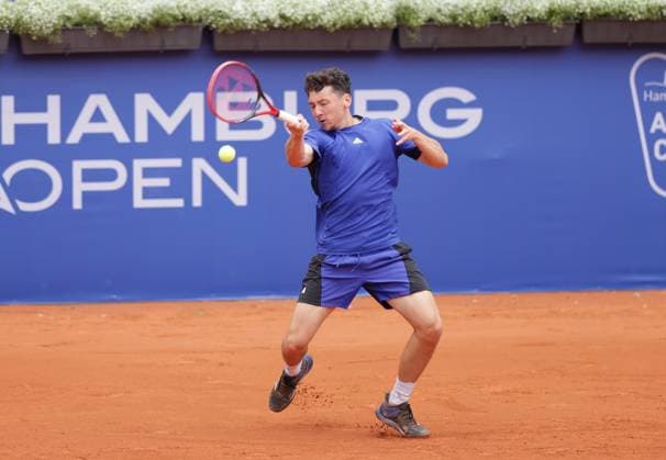 Tennis Men ATP, Tennis Men Tour 500 European Open Hamburg, Hamburg Open ATP 500 2024 Qualifying Round , 13 07 2024, Max Hans Rehberg GER plays a forehand Copyright: FernandoxSoares