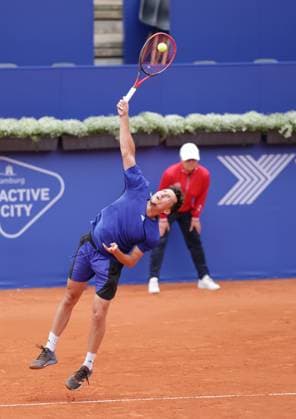 Tennis Men ATP, Tennis Men Tour 500 European Open Hamburg, Hamburg Open ATP 500 2024 Qualifying Round , 13 07 2024, Max Hans Rehberg GER makes a serve Copyright: FernandoxSoares
